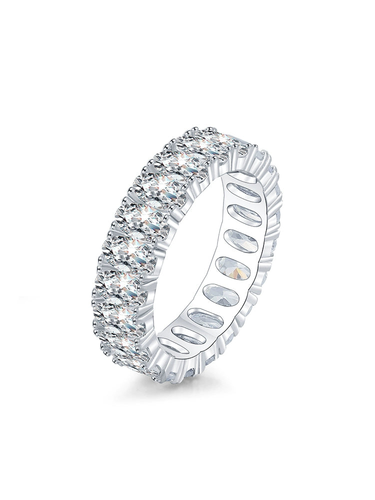 925 sterling silver zircon full diamond row  ring women's