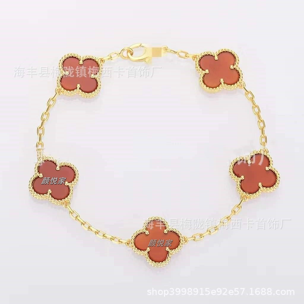 V gold clover clover five-flower bracelet for women 18k