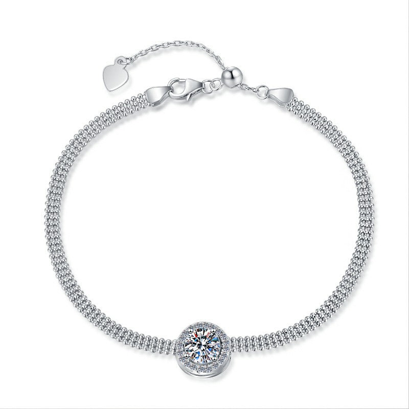 Sterling silver s925 bracelet push pull imitation carat diamond