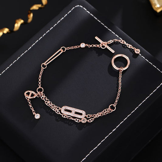 gold plated European style classic full zirconia eye geometric zircon bracelet trend bracelet