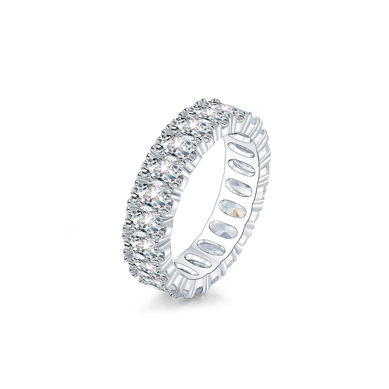 925 sterling silver zircon full diamond row  ring women's