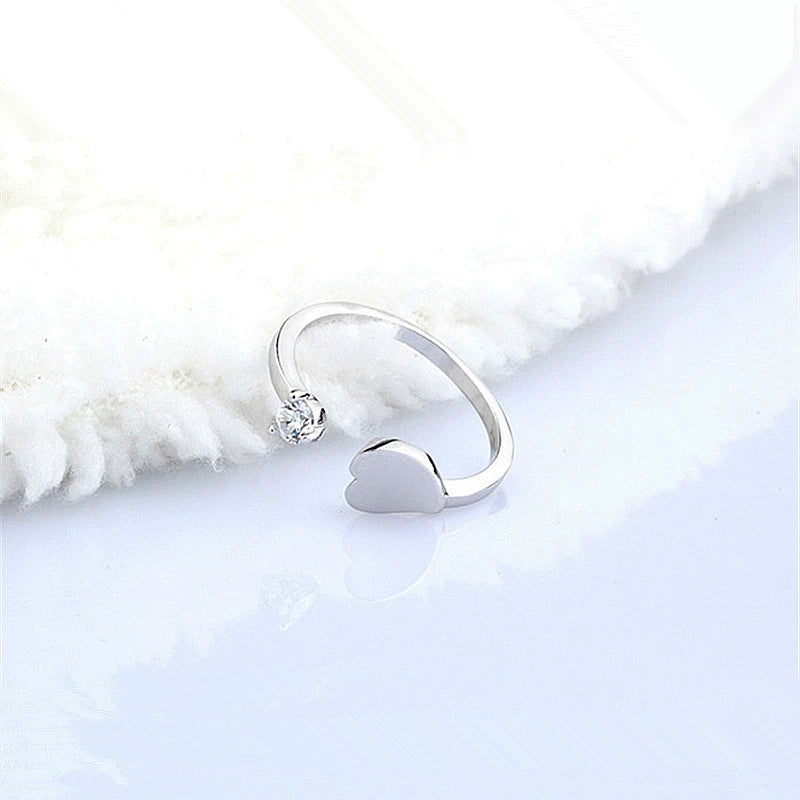 S925 Sterling Silver Ring Women's Heart-Shaped